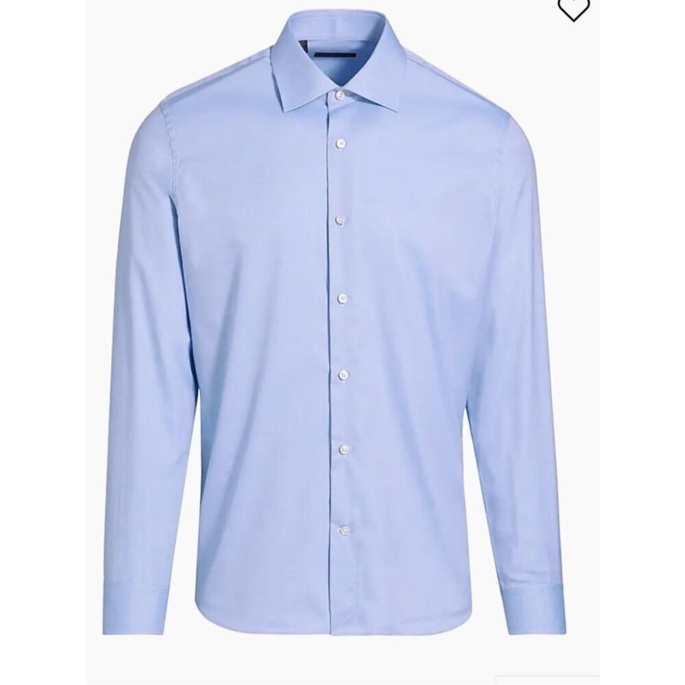 Saks Fifth Avenue Light Blue Spread Collar Dress Shirt w/French Cuffs - Picture 1 of 6